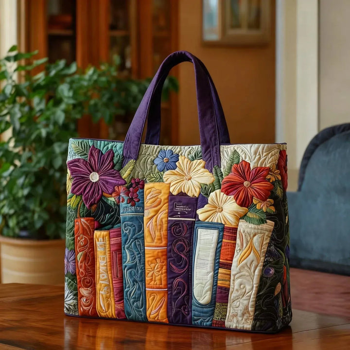 Quilted Tote Bag – Book Lover's Bouquet