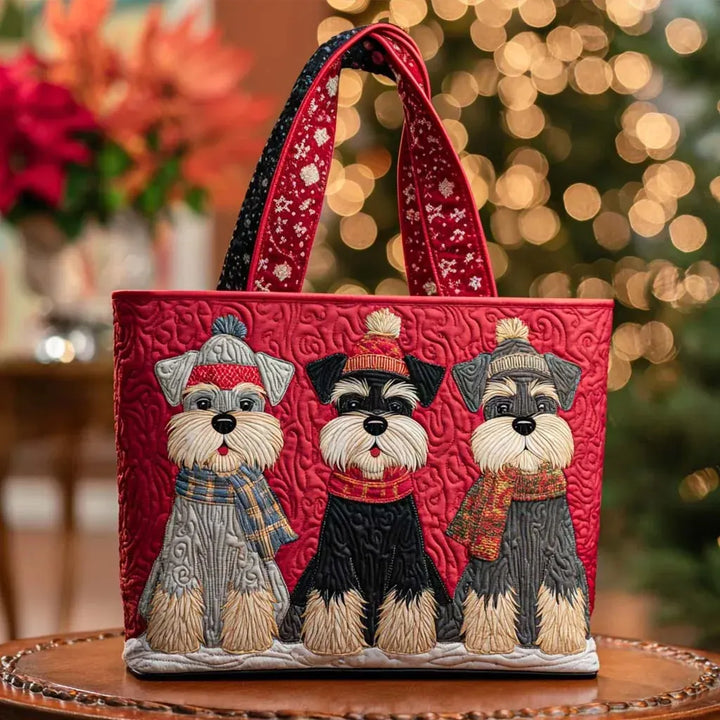 Quilted Tote Bag – Winter Puppies