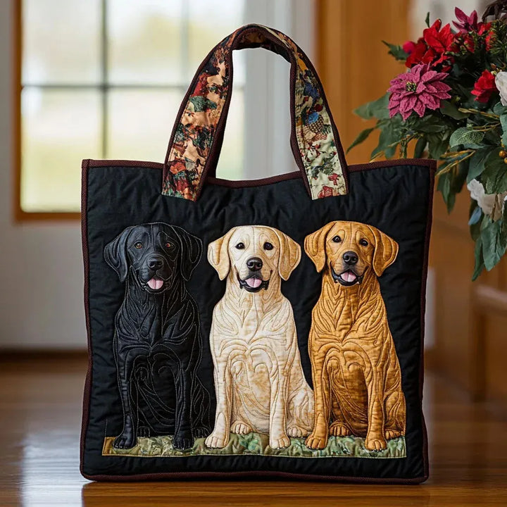 Quilted Tote Bag – Labrador Trio