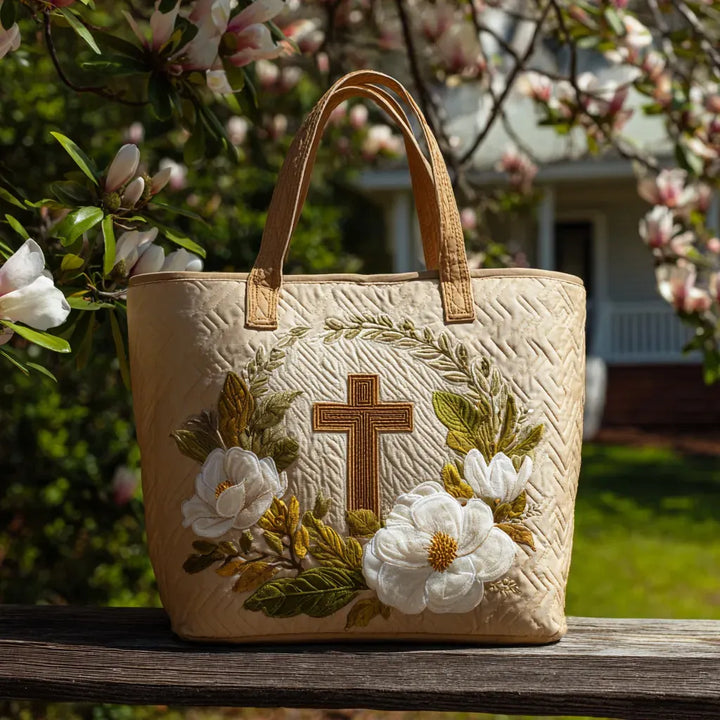 Quilted Tote Bag - Holy Cross