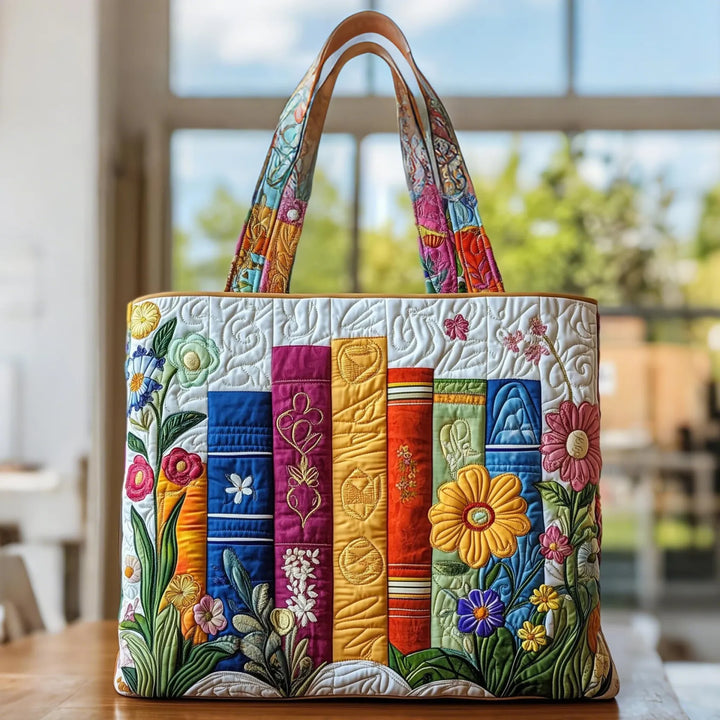 Quilted Tote Bag – Floral Library