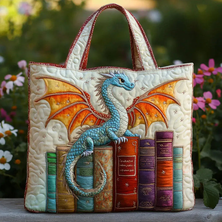 Quilted Tote Bag – Emerald Dragon & Books