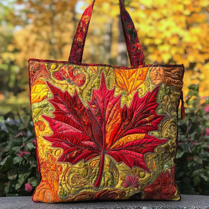 Quilted Tote Bag – Autumn Maple Sunset