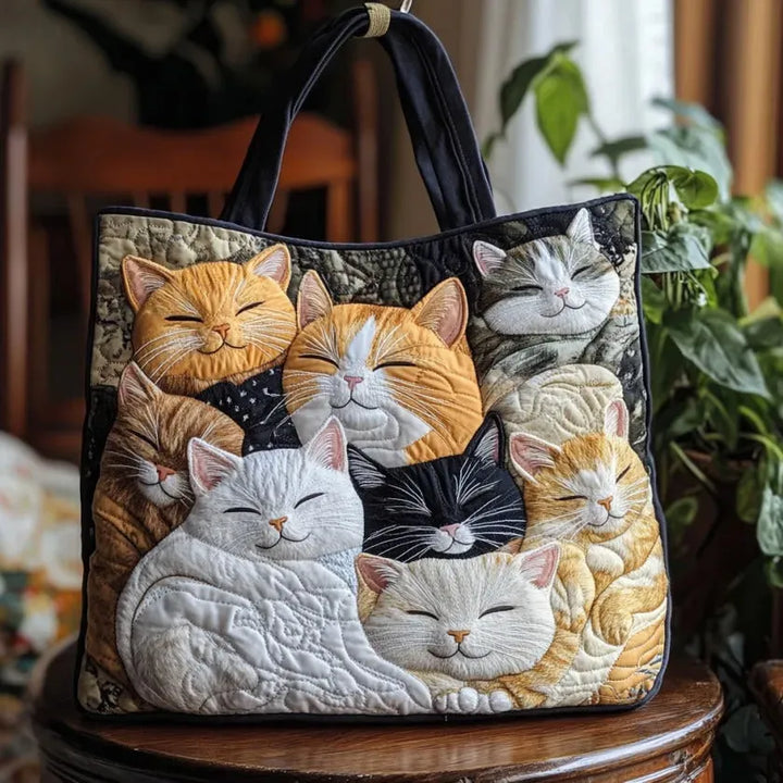 Quilted Tote Bag – Sleepy Kittens