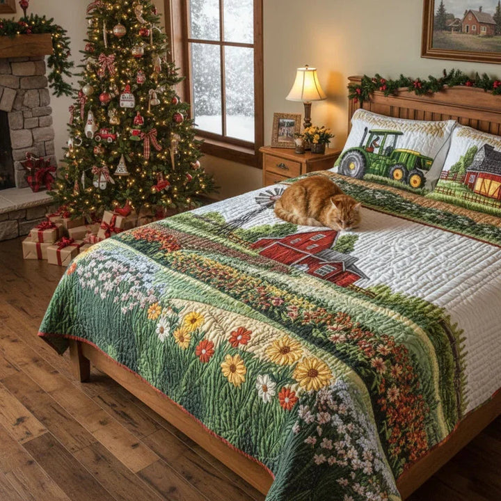 3-Piece Quilted Bedding Set – Happy Farm