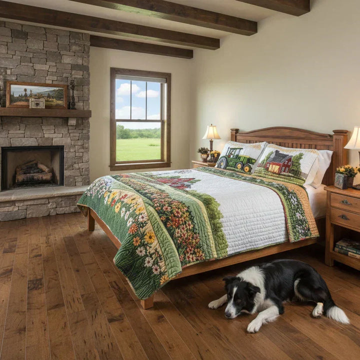 3-Piece Quilted Bedding Set – Happy Farm