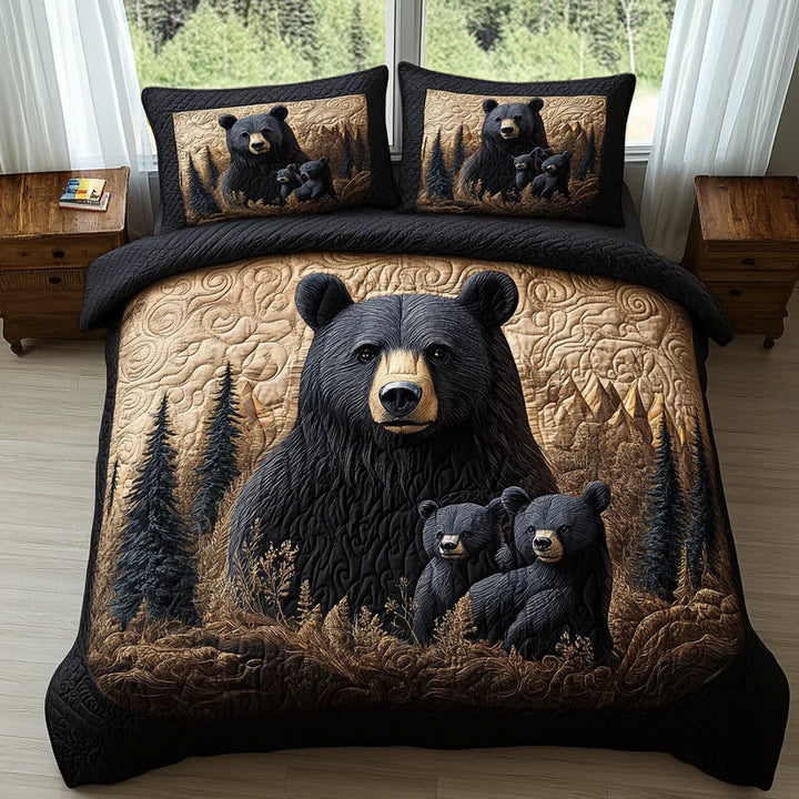 3-Piece Quilted Bedding Set – Forest Animals