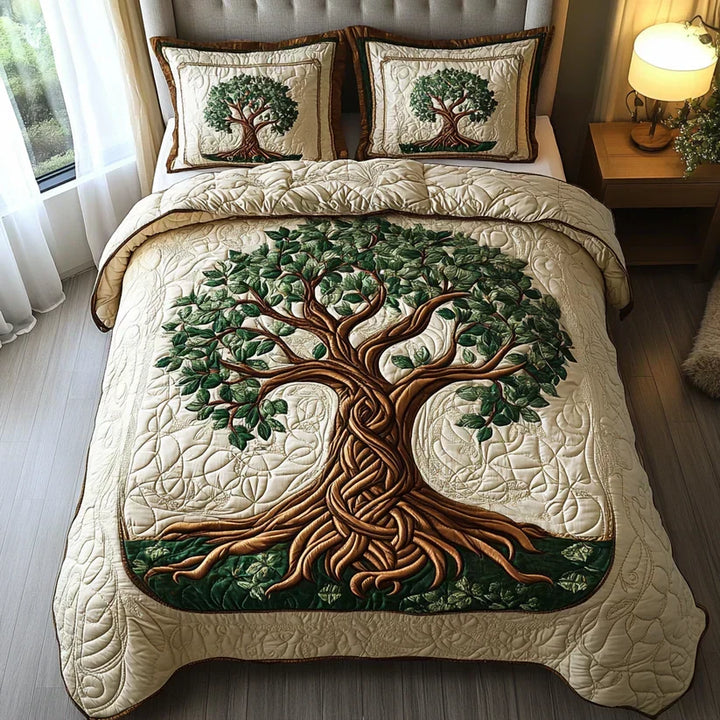 3-Piece Quilted Bedding Set – Tree of Life