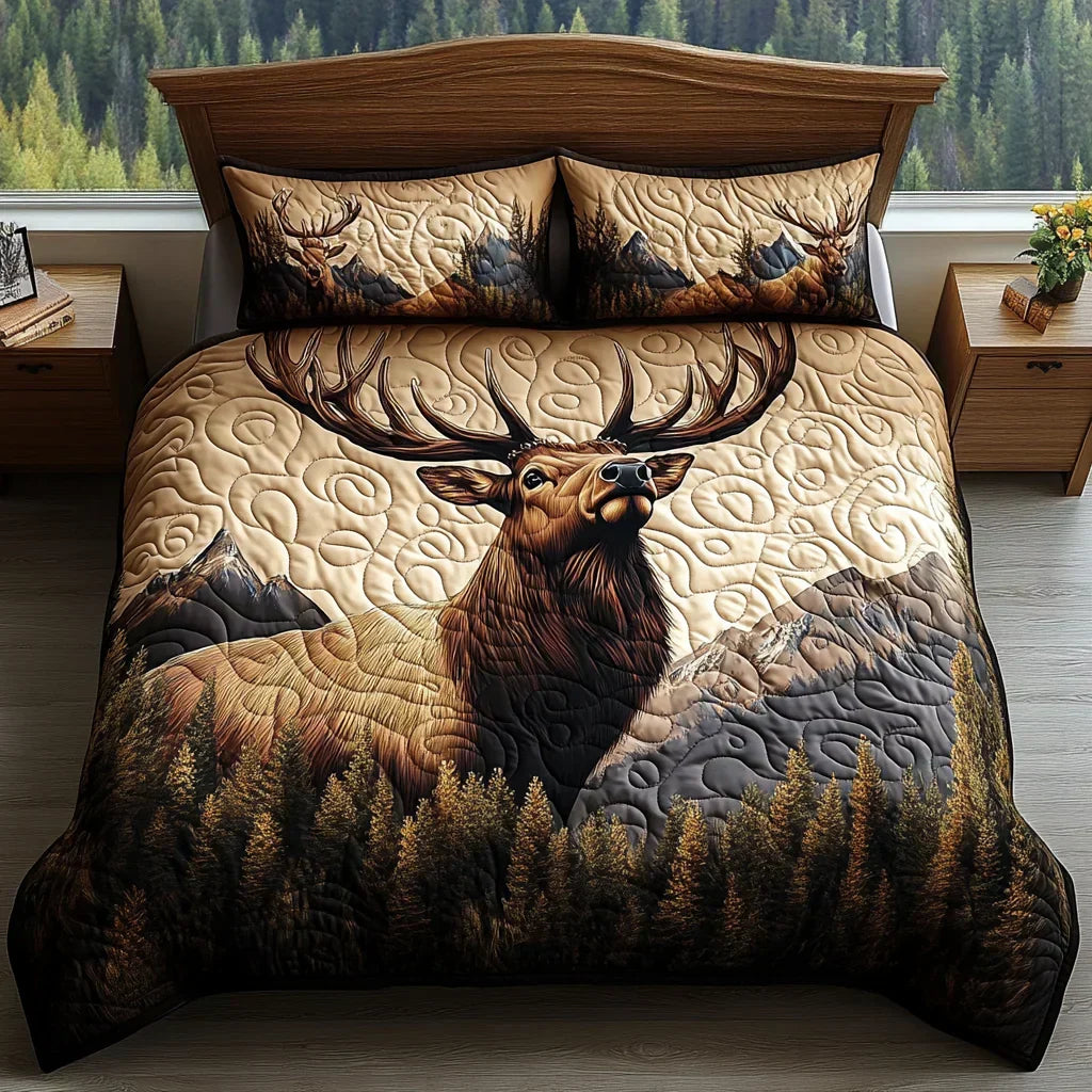 3-Piece Quilted Bedding Set – Forest Animals