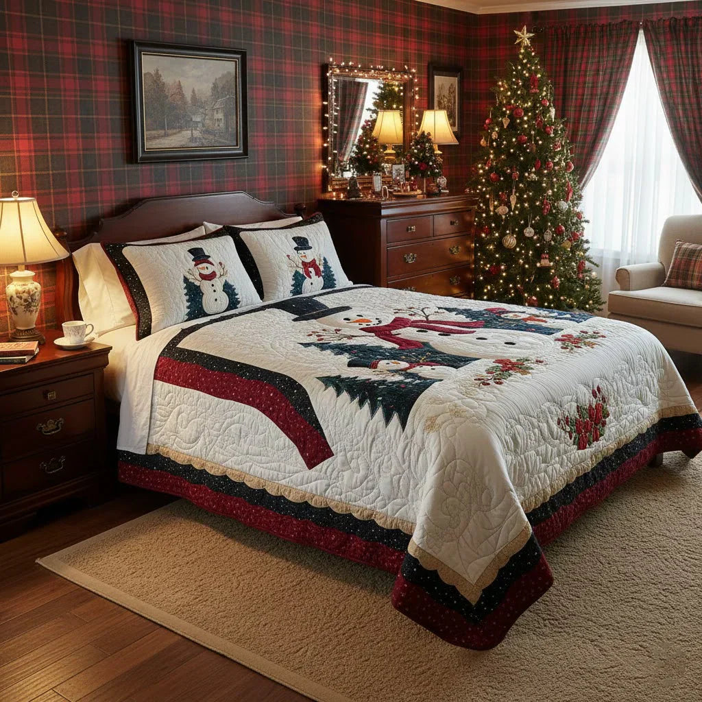 3-Piece Quilted Bedding Set – Snow Friends
