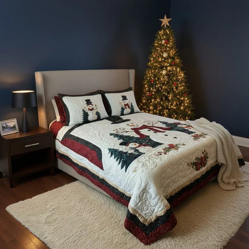 3-Piece Quilted Bedding Set – Snow Friends
