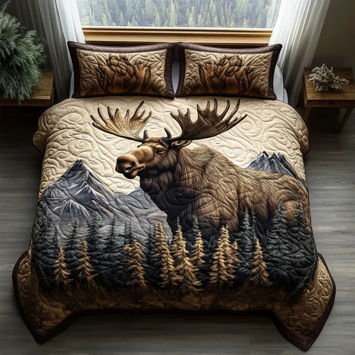 3-Piece Quilted Bedding Set – Forest Animals