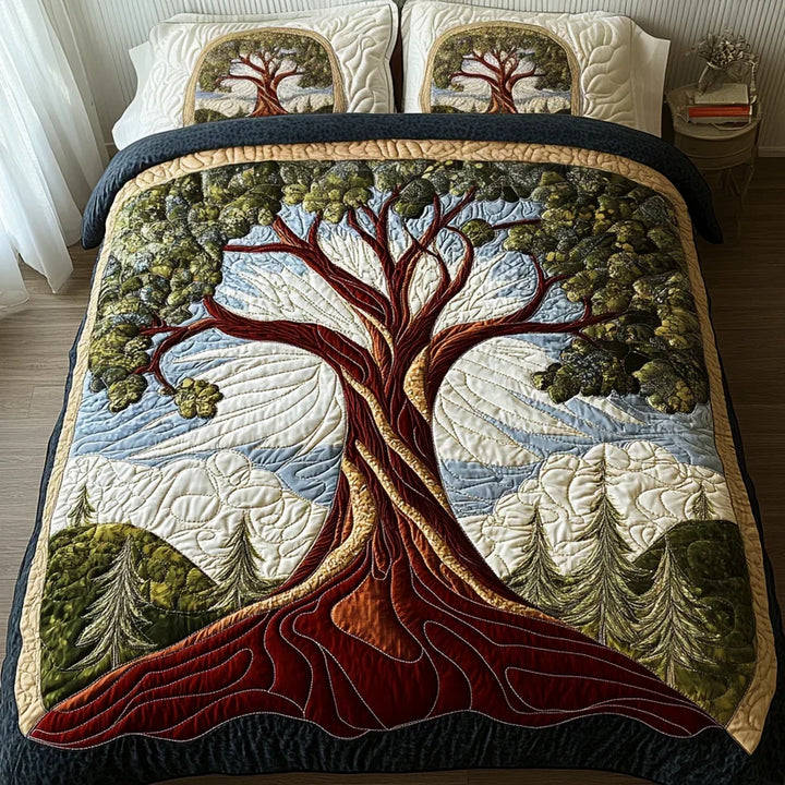 3-Piece Quilted Bedding Set – Tree of Life