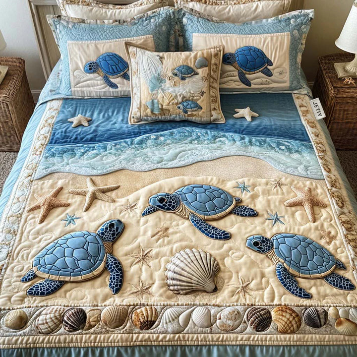3-Piece Quilted Bedding Set – Ocean Waves