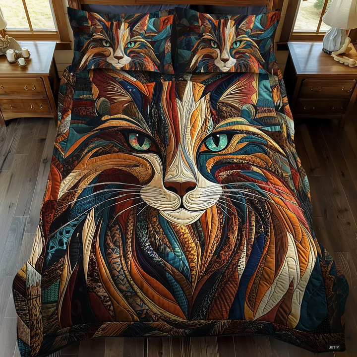 3-Piece Quilted Bedding Set – Soft Purrs