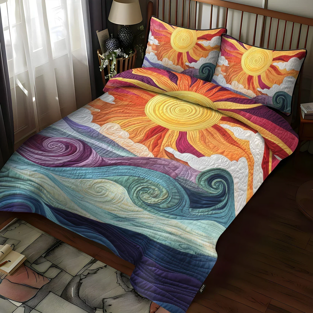 3-Piece Quilted Bedding Set – Solar Charm