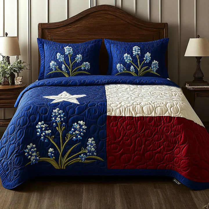 3-Piece Quilted Bedding Set – Texas Pride
