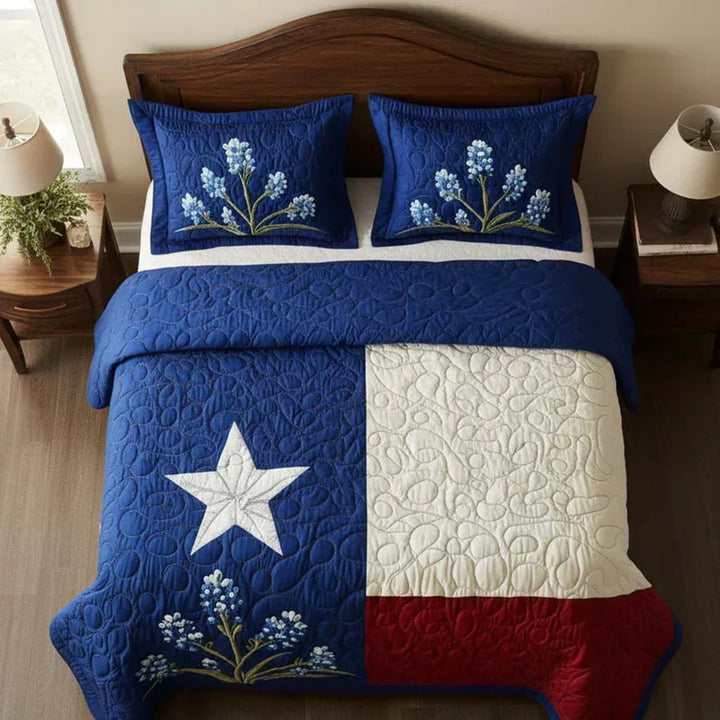 3-Piece Quilted Bedding Set – Texas Pride