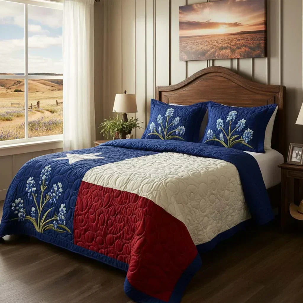 3-Piece Quilted Bedding Set – Texas Pride