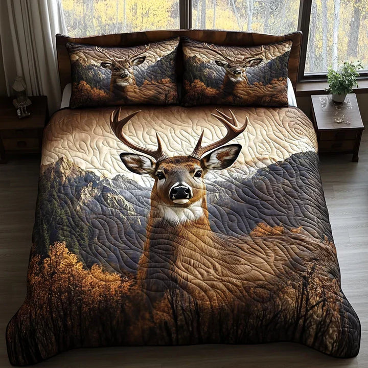 3-Piece Quilted Bedding Set – Forest Animals