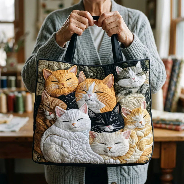 Quilted Tote Bag – Sleepy Kittens