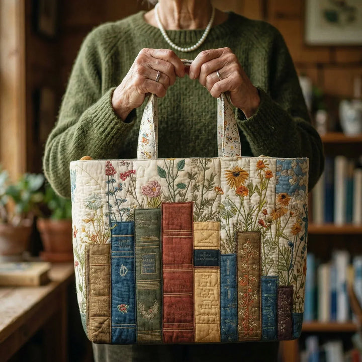 Quilted Tote Bag – Books & Blossoms