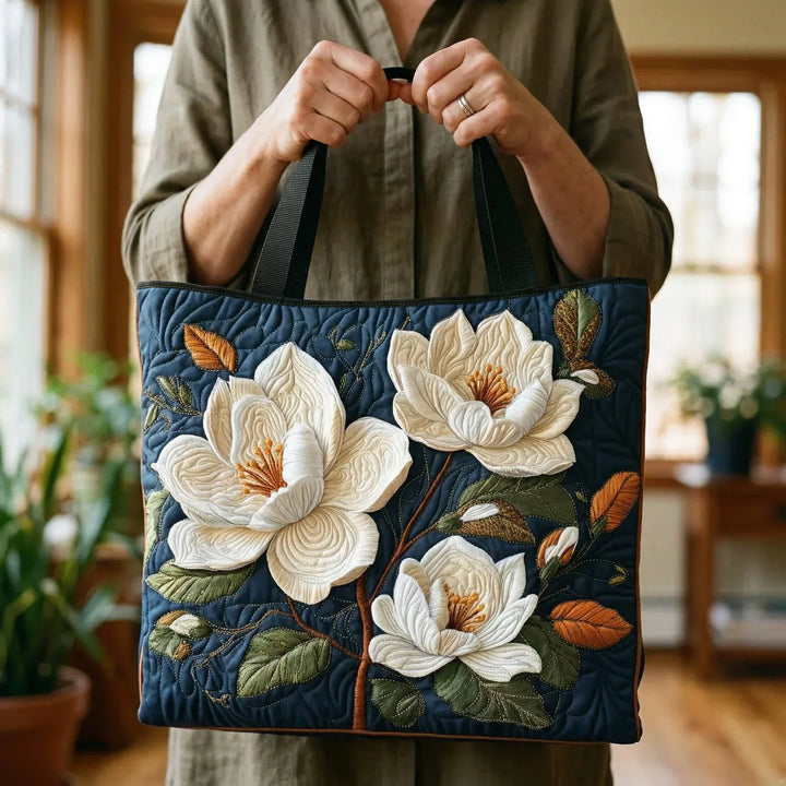 Quilted Tote Bag – Delicate Magnolia