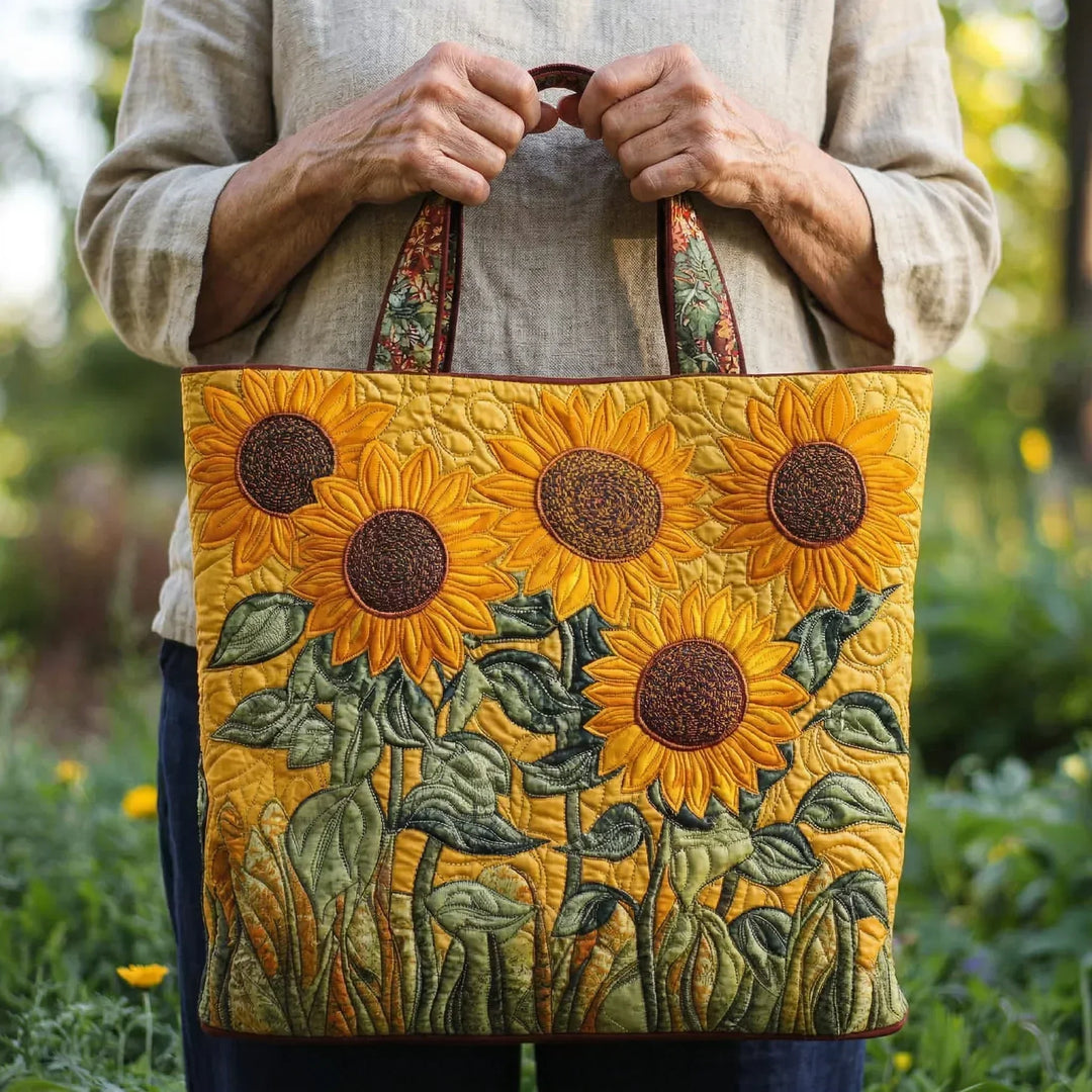 Quilted Tote Bag – Classic Sunflowers