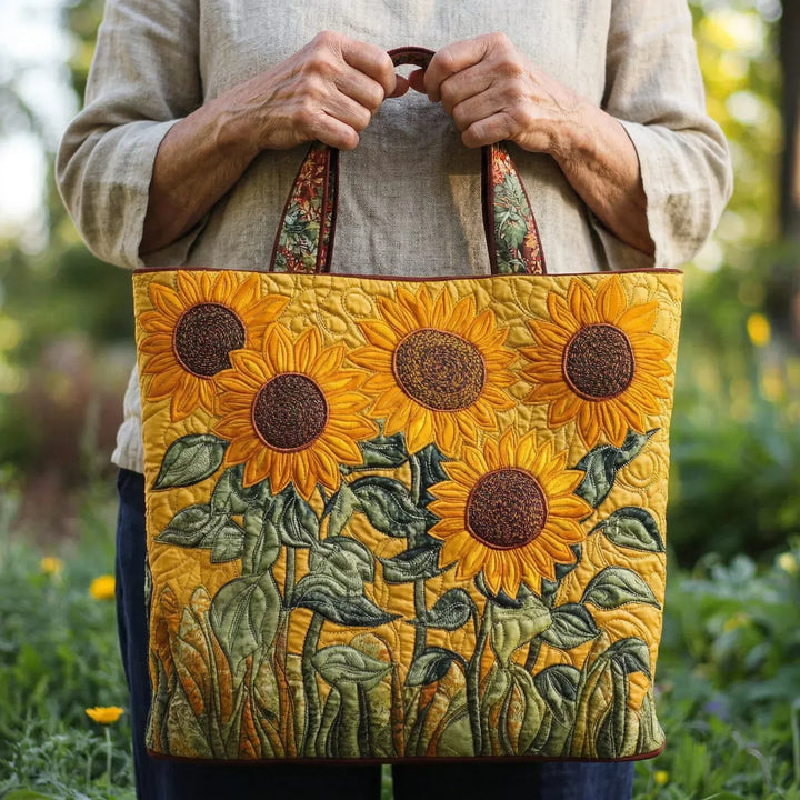 Quilted Tote Bag – Classic Sunflowers
