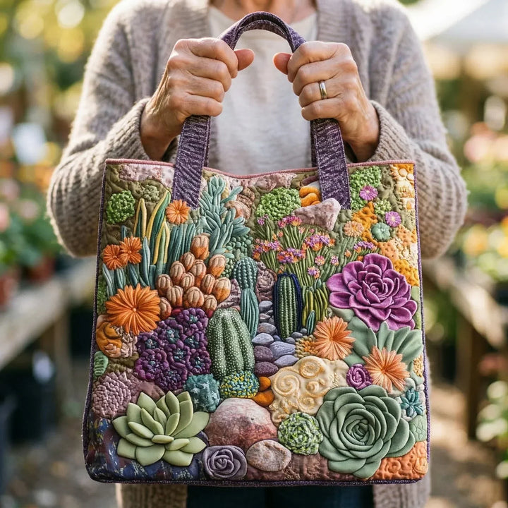 Quilted Tote Bag – Succulent Garden