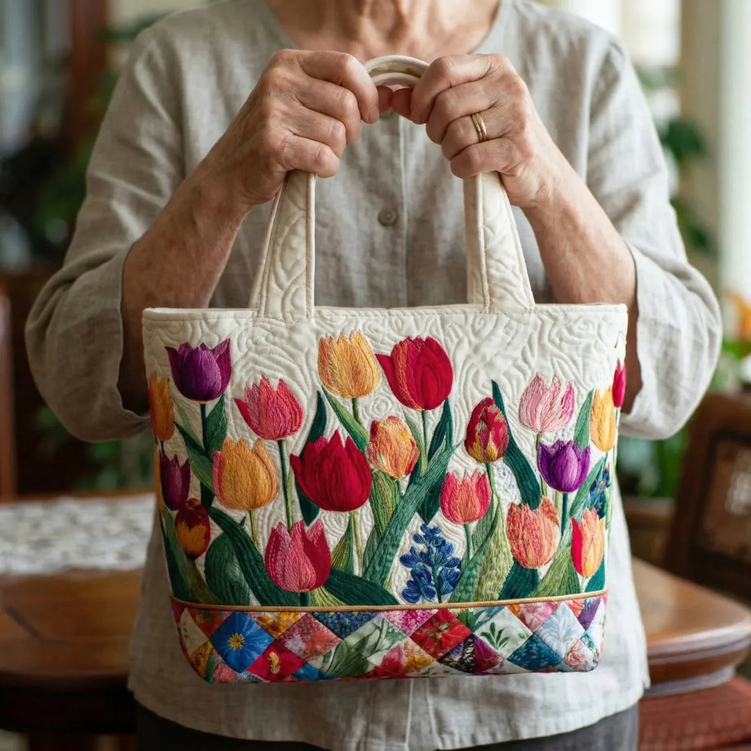 Quilted Tote Bag – Tulip Garden