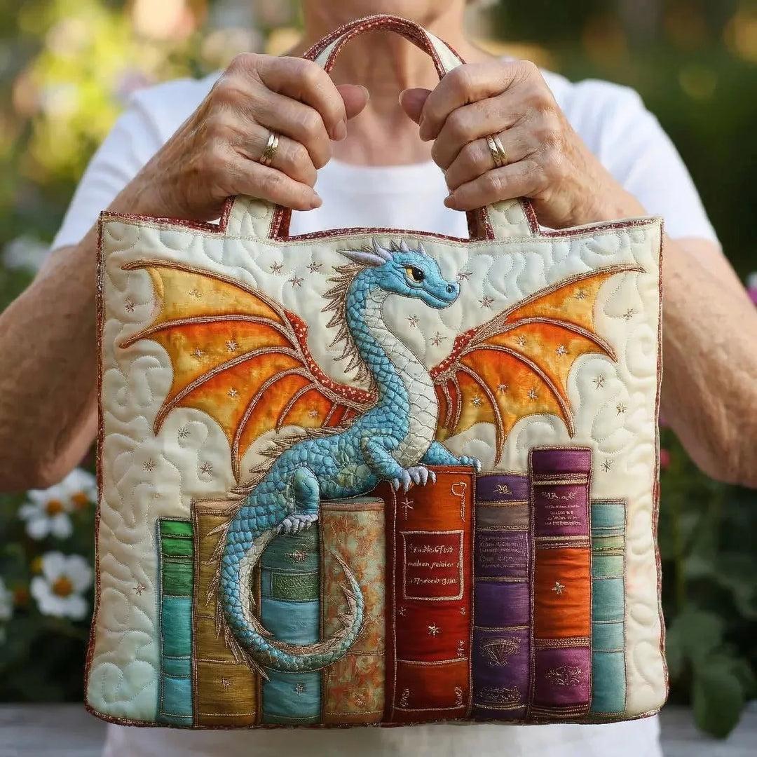 Quilted Tote Bag – Emerald Dragon & Books