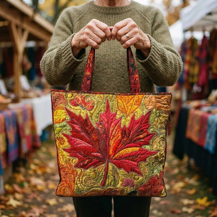 Quilted Tote Bag – Autumn Maple Sunset