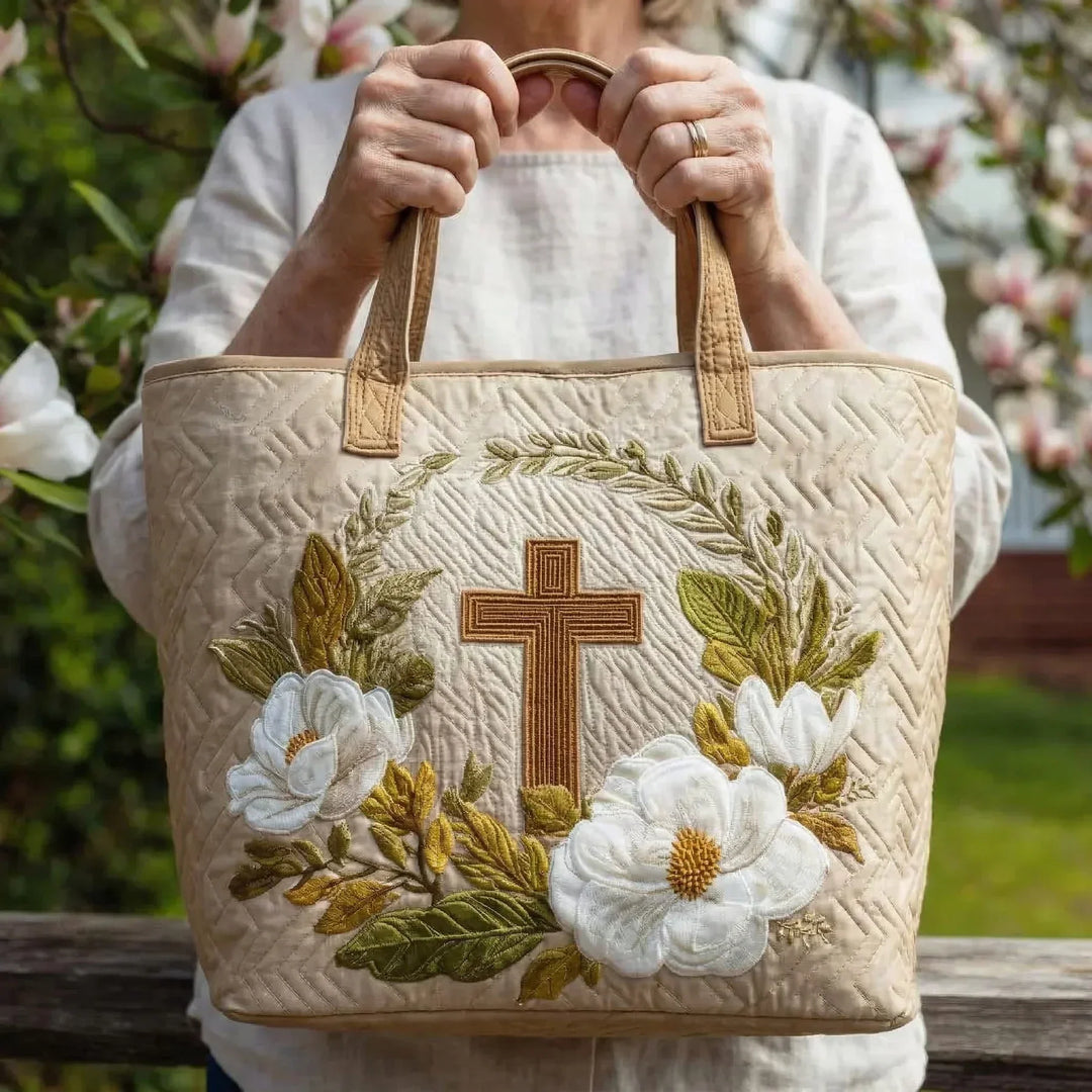 Quilted Tote Bag - Holy Cross