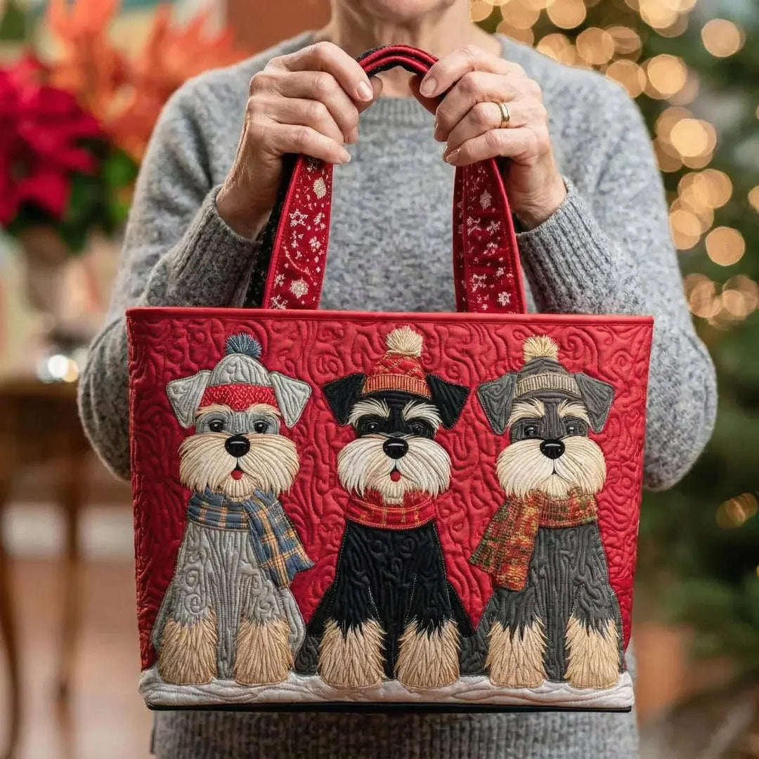 Quilted Tote Bag – Winter Puppies